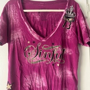 Sinful Women's Magenta Graphic Tee
